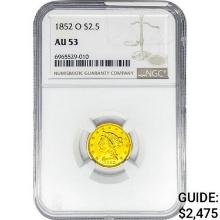 1852-O $2.50 Gold Quarter Eagle NGC AU53
