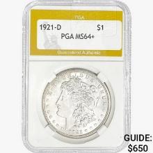 1921-D Morgan Silver Dollar PGA MS64+