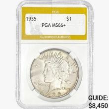 1935 Silver Peace Dollar PGA MS66+