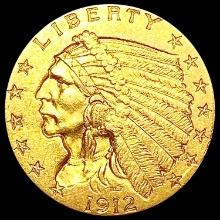 1912 $2.50 Gold Quarter Eagle CLOSELY UNCIRCULATED