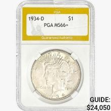 1934-D Silver Peace Dollar PGA MS66+