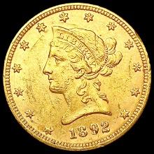 1892 $10 Gold Eagle CLOSELY UNCIRCULATED