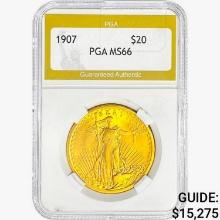 1907 $20 Gold Double Eagle PGA MS66