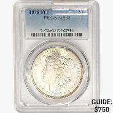 1878 8TF Morgan Silver Dollar PCGS MS62