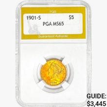 1901-S $5 Gold Half Eagle PGA MS65