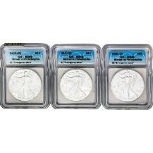 2021-(P) US Silver Eagles [3 Coins] ICG MS69