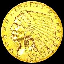 1913 $2.50 Gold Quarter Eagle CLOSELY UNCIRCULATED