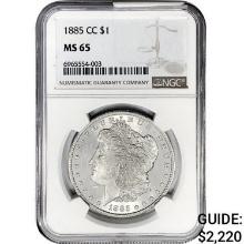 1885-CC Morgan Silver Dollar NGC MS65
