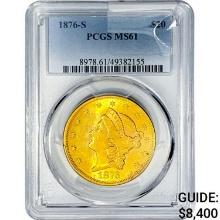 1876-S $20 Gold Double Eagle PCGS MS61