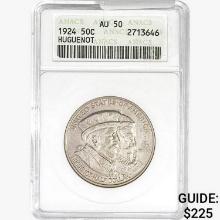 1924 Huguenot Half Dollar ANACS AU50