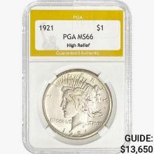 1921 Silver Peace Dollar PGA MS66 HR