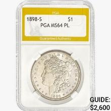 1898-S Morgan Silver Dollar PGA MS64 PL