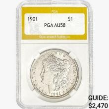 1901 Morgan Silver Dollar PGA AU58