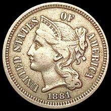 1881 Nickel Three Cent NEARLY UNCIRCULATED