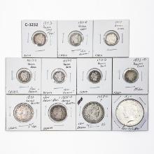 1892-1924 Varied Date Barber coinage and Peace Dol