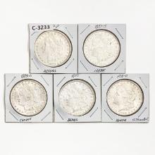 1879-1900 Varied Date Morgan Silver Dollars [5 Coi