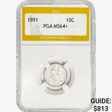 1891 Seated Liberty Dime PGA MS64+