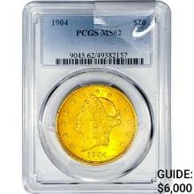 1904 $20 Gold Double Eagle PCGS MS62