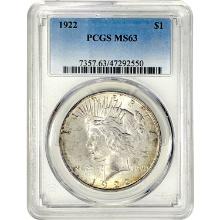 1922 Silver Peace Dollar PCGS MS63