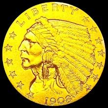 1908 $2.50 Gold Quarter Eagle CLOSELY UNCIRCULATED