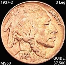 1937-D 3 Leg Buffalo Nickel UNCIRCULATED