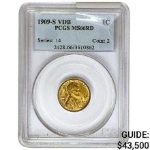 1909-S VDB Wheat Cent PCGS MS66 RD