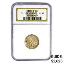 1937-D 3 Legs Buffalo Nickel NGC XF45 FS-020.2