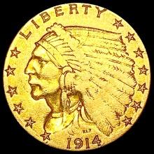 1914-D $2.50 Gold Quarter Eagle CLOSELY UNCIRCULAT