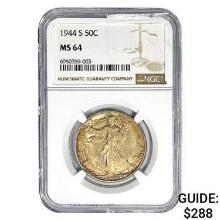 1944-S Walking Liberty Half Dollar NGC MS64