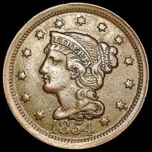 1854 Braided Hair Large Cent CLOSELY UNCIRCULATED