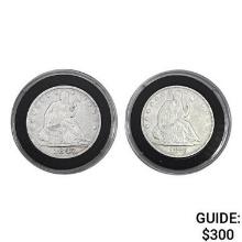 1847-1876 Pair of Seated Liberty Half Dollars [2 C