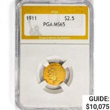 1911 $2.50 Gold Quarter Eagle PGA MS65