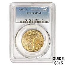 1942-S Walking Liberty Half Dollar PCGS MS64