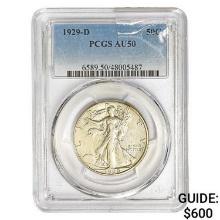 1929-D Walking Liberty Half Dollar PCGS AU50