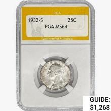 1932-S Washington Silver Quarter PGA MS64