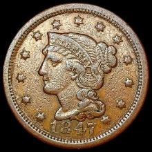 1847 Braided Hair Large Cent NICELY CIRCULATED