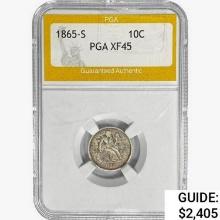 1865-S Seated Liberty Dime PGA XF45