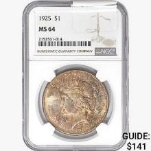 1925 Silver Peace Dollar NGC MS64