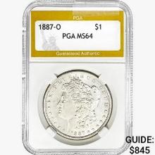 1887-O Morgan Silver Dollar PGA MS64