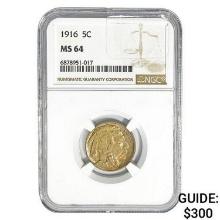 1916 Buffalo Nickel NGC MS64