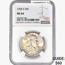 1954-S Franklin Half Dollar NGC MS64