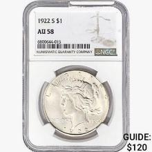 1922-S Silver Peace Dollar NGC AU58