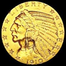 1910-S $5 Gold Half Eagle CLOSELY UNCIRCULATED