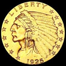 1925-D $2.50 Gold Quarter Eagle NEARLY UNCIRCULATE