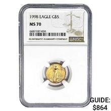 1998 $5 1/10oz. American Gold Eagle NGC MS70