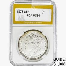 1878 8TF Morgan Silver Dollar PGA MS64