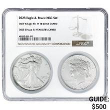 2023 Eagle & 2023 Peace PF 70 2 Coin Set