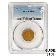 1917-D Wheat Cent PCGS AU50