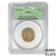 1914-S Buffalo Nickel PCGS MS63