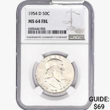 1954-D Franklin Half Dollar NGC MS64 FBL